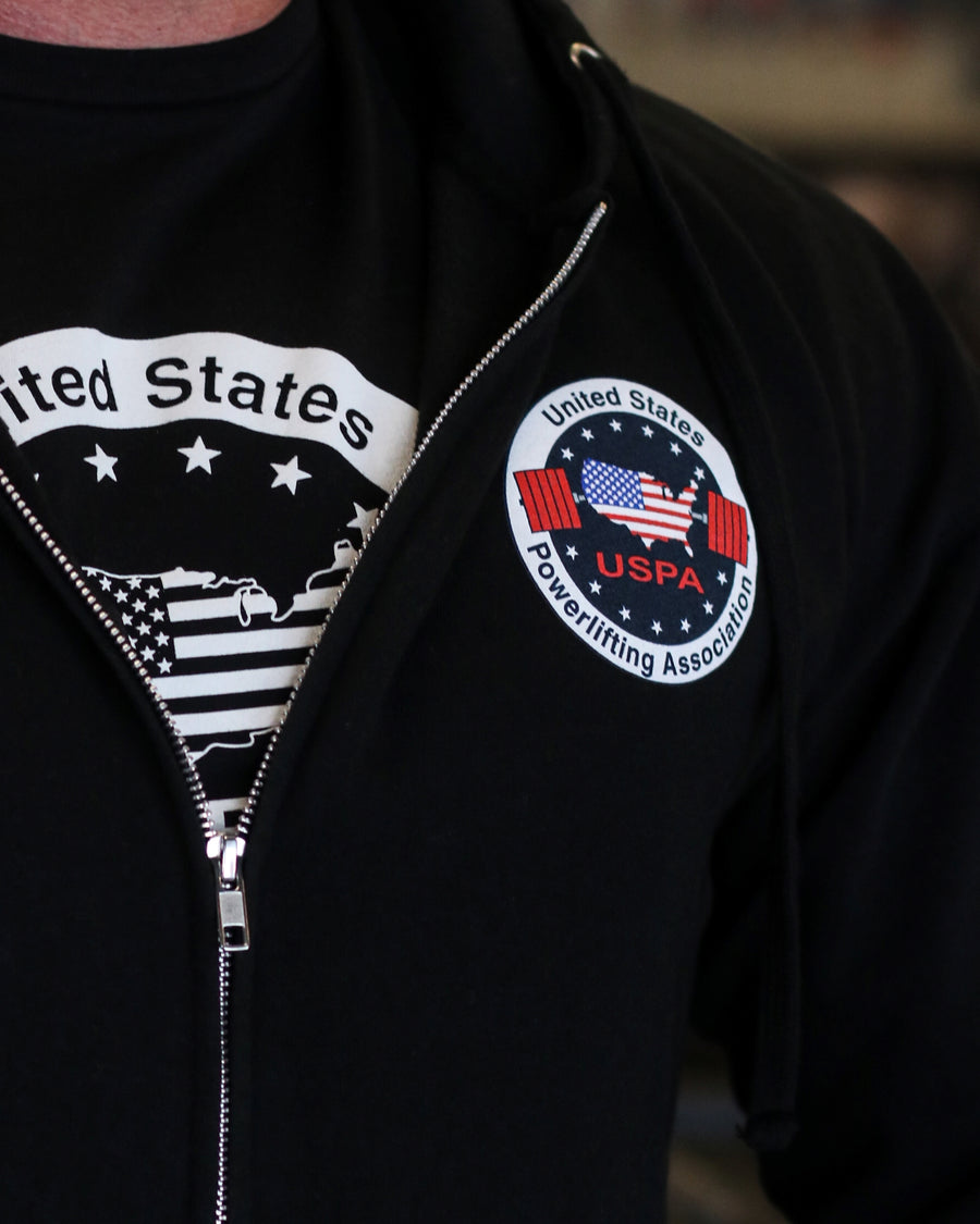USPA Logo Zip Hoodie - Black