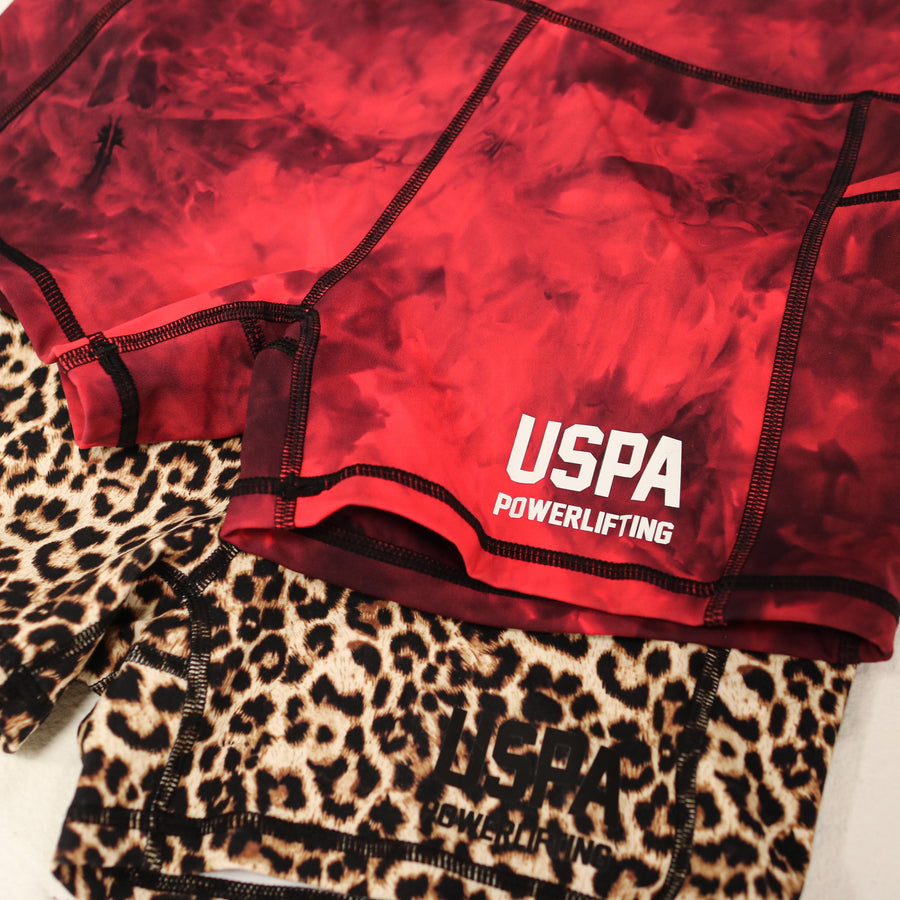 USPA Powerlifting Women's Shorts 2.0 - Red Tie-Dye