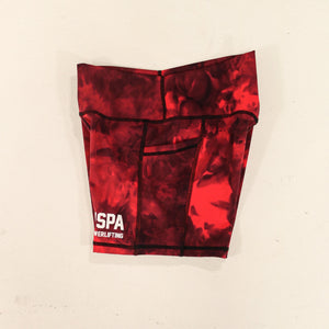 USPA Powerlifting Women's Shorts 2.0 - Red Tie-Dye