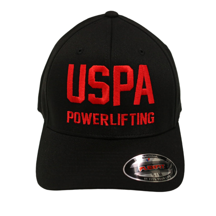 USPA Powerlifting Fitted Hat - Black/Red