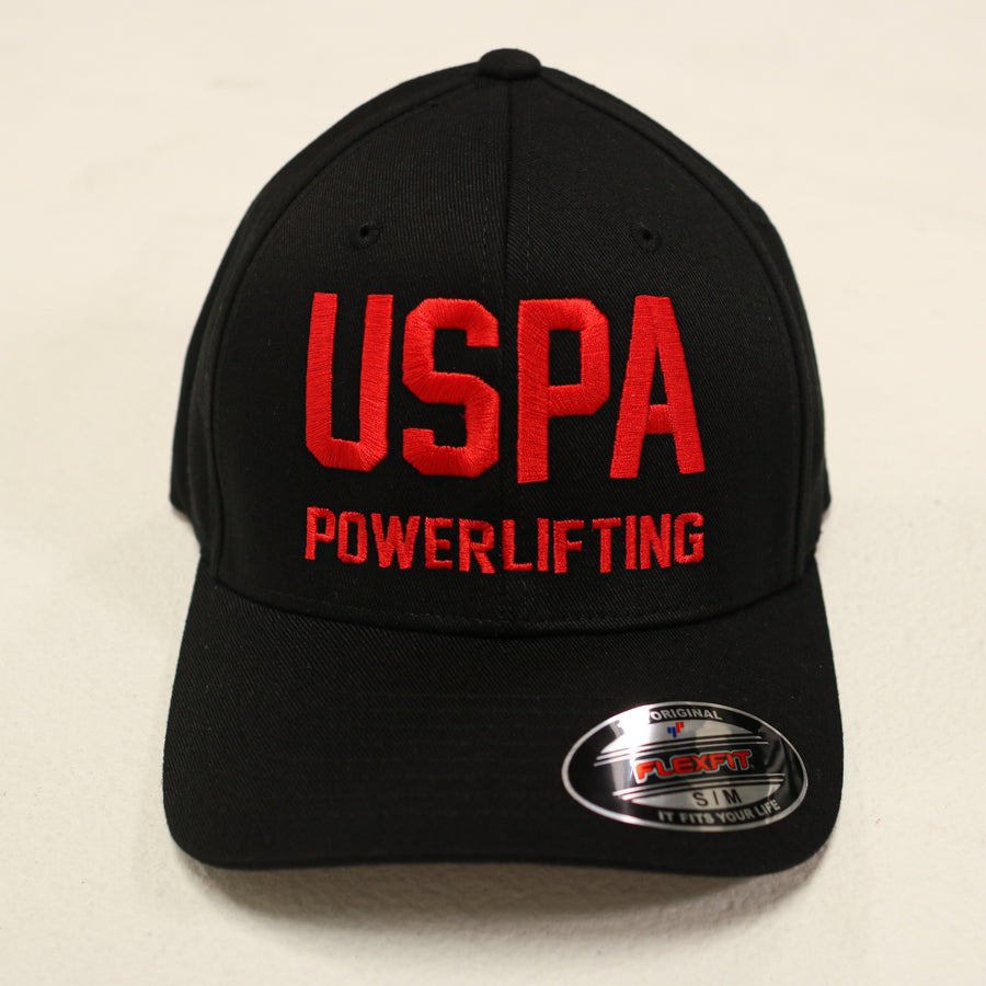 USPA Powerlifting Fitted Hat - Black/Red