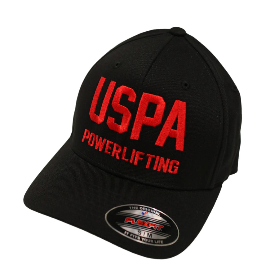 USPA Powerlifting Fitted Hat - Black/Red