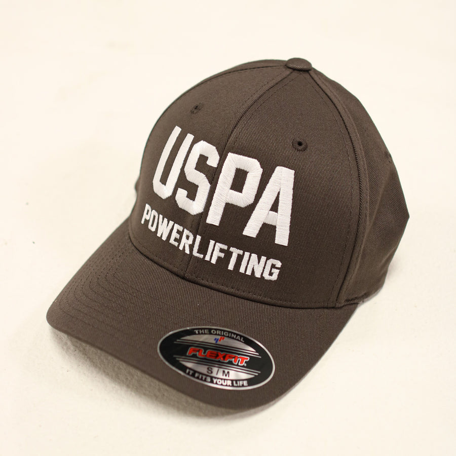 USPA Powerlifting Fitted Hat - Charcoal/White