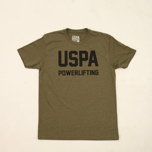 USPA Powerlifting Tee - Olive/Black