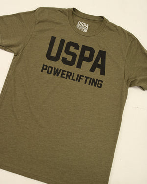 USPA Powerlifting Tee - Olive/Black