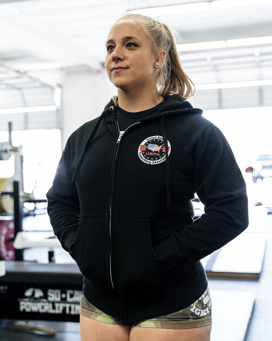 USPA Logo Zip Hoodie - Black